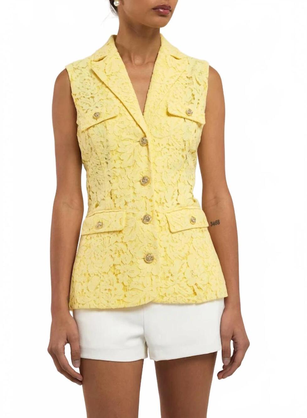 NEW GENERATION LOVE curtis sleeveless blazer in yellow